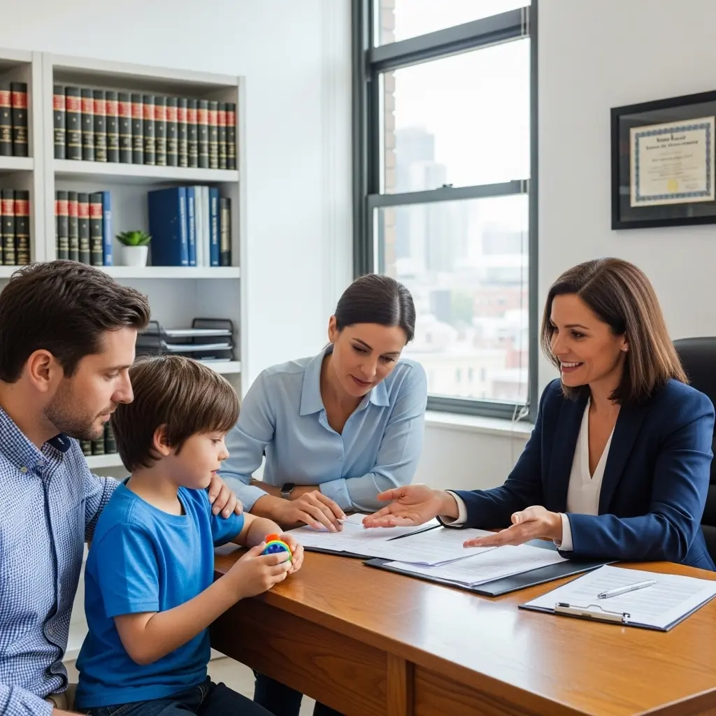 Advogada auxiliando a familia